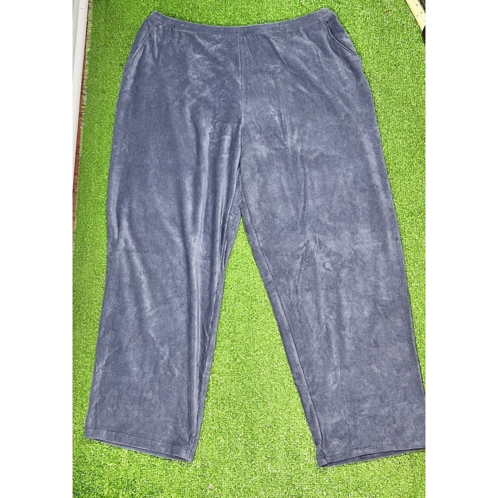 LL Bean Velour Corduroy Pants 3XL Plus Lounge Wear Vtg Elastic Waist EUC Soft